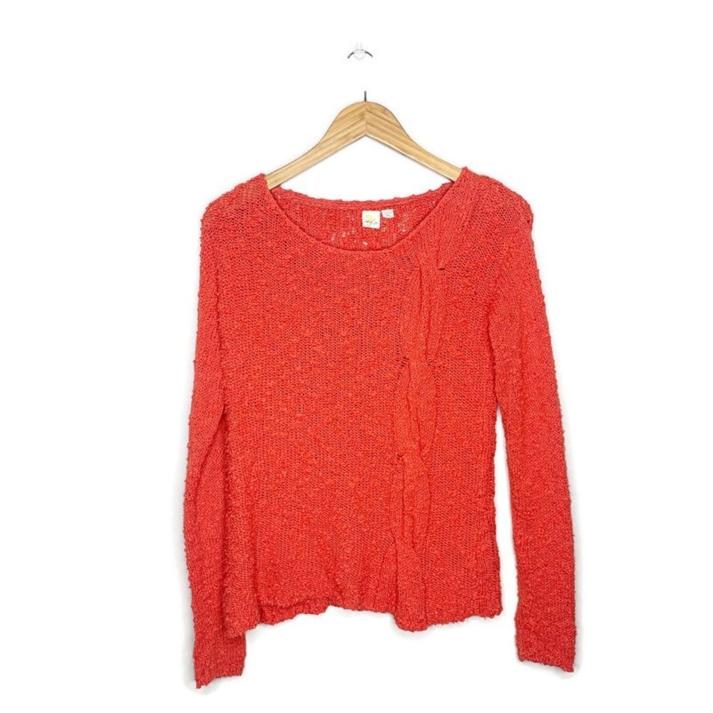 Anthro | Little Yellow Bird Orange Cable Sweater